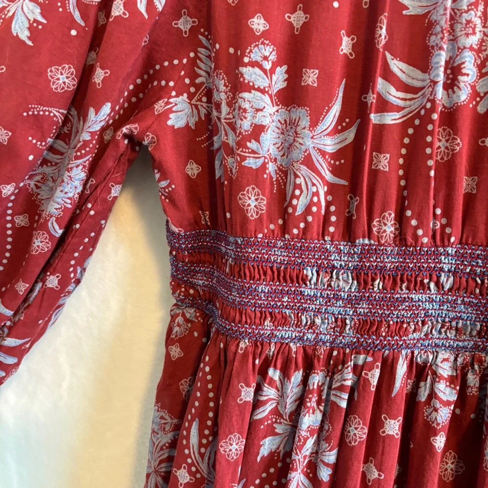 Free People Golden Hour Floral Red Maxi Dress Large - Picture 12 of 13